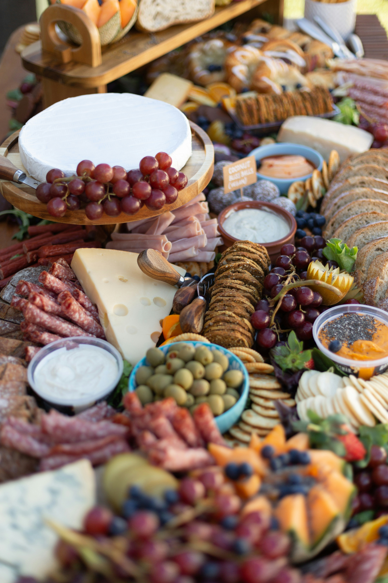 Gourmet charcuterie board with artisan cheeses and meats